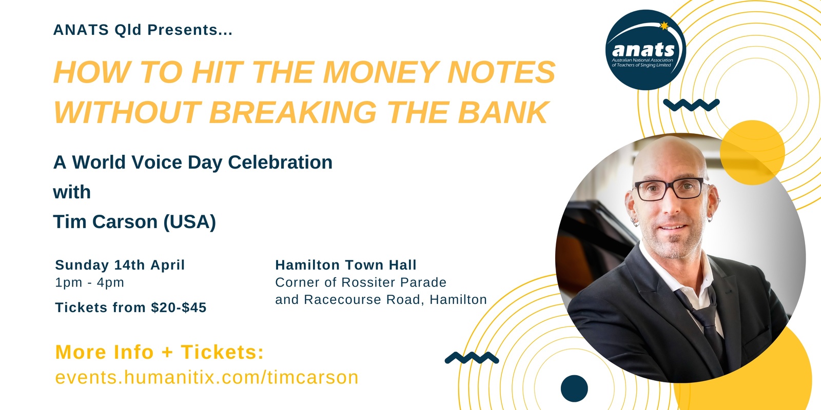 Banner image for How To Hit The Money Notes Without Breaking The Bank: A World Voice Day Celebration with Tim Carson