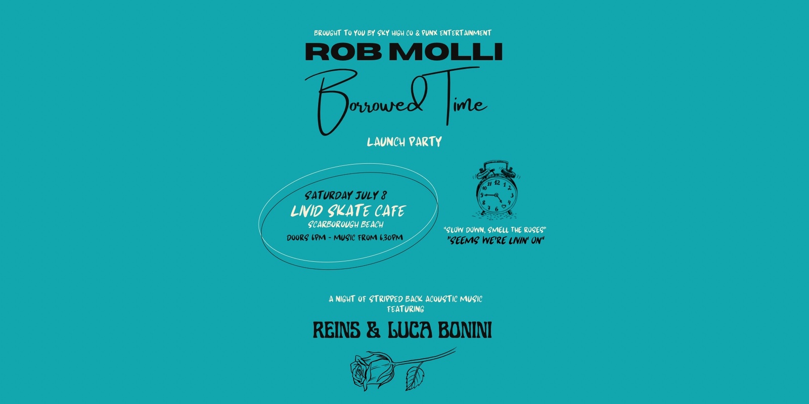 Banner image for ROB MOLLI BORROWED TIME LAUNCH PARTY