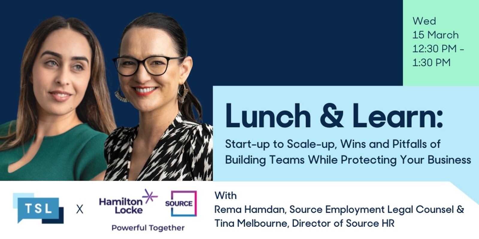 Banner image for Lunch & Learn: Start-up to Scale-up, Wins and Pitfalls of Building Teams While Protecting Your Business