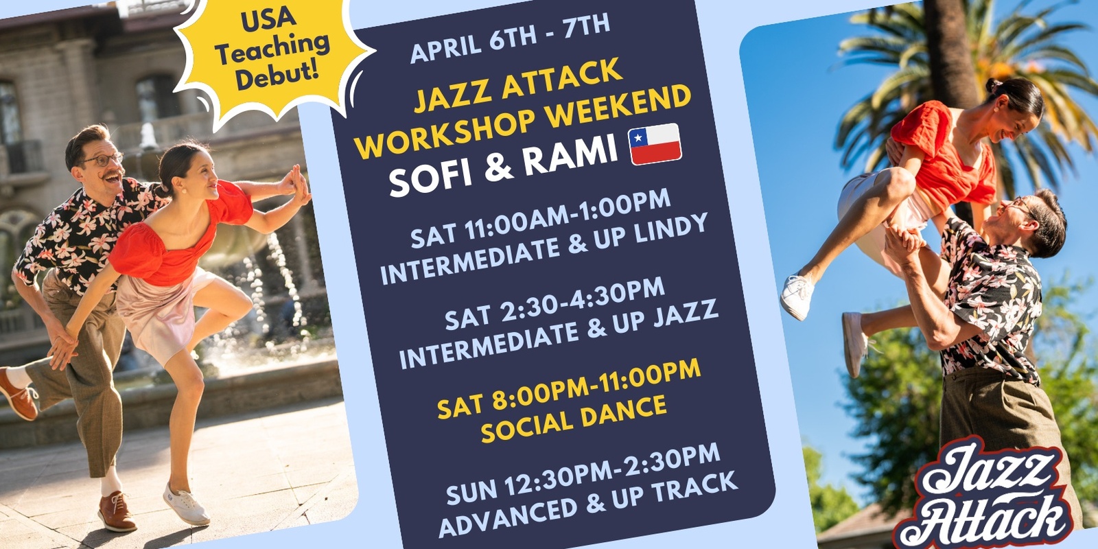 Banner image for Sofi & Rami Weekend Workshops and Dance (Live Band: Chelsea Reed & the Fair Weather NINE!) - Jazz Attack - April 6th & 7th, 2023