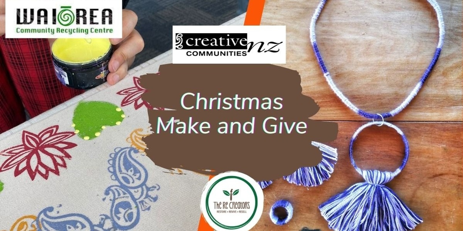 Banner image for Make and Give: Wall Hanging Printing / Upcycled Jewellery, Waiōrea Community Recycling Centre, Thurs 21 Dec 10am-12pm