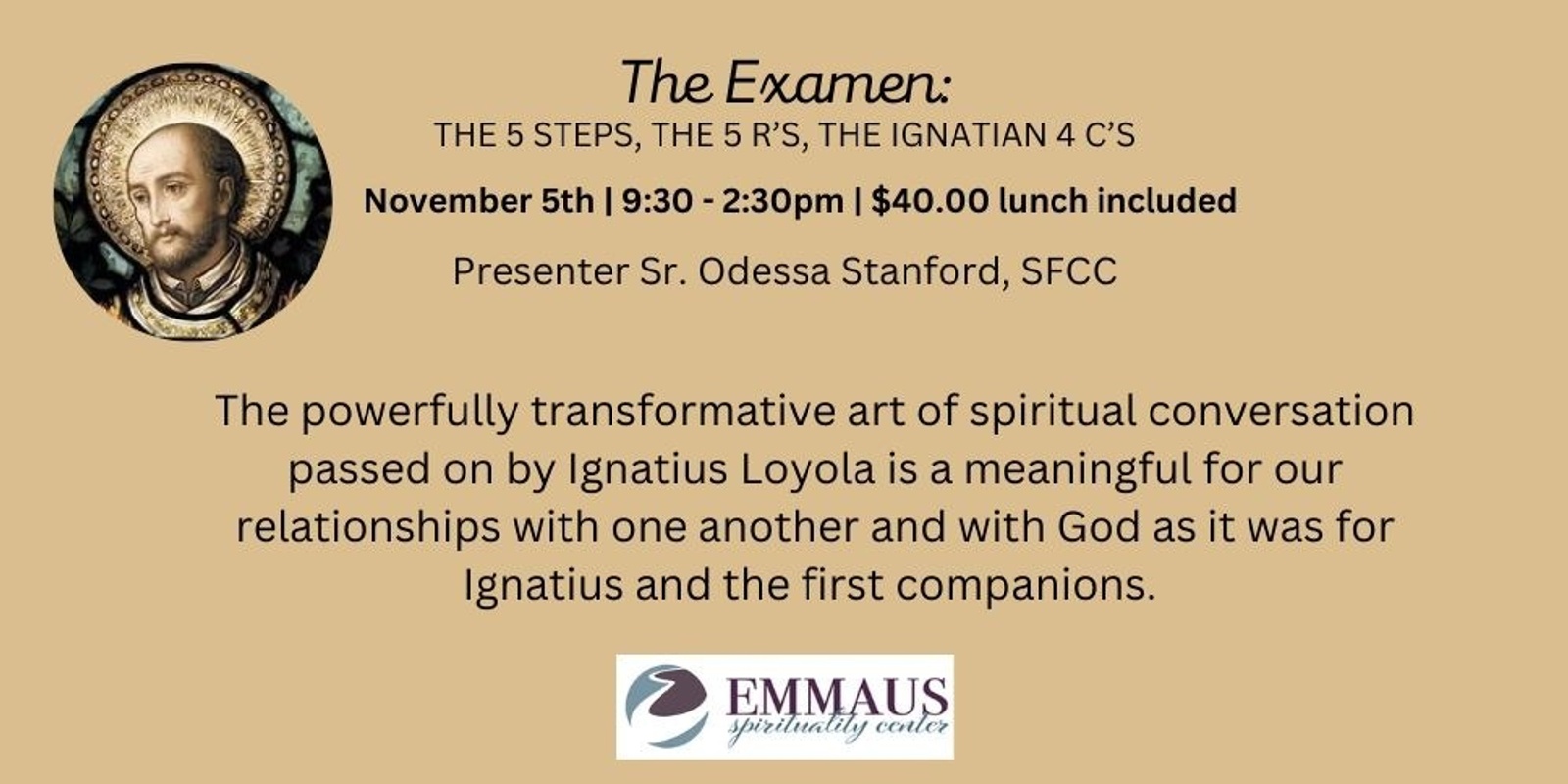 Banner image for The Examen: The 5 steps, the 5 R's, the Ignatian 4 C's 