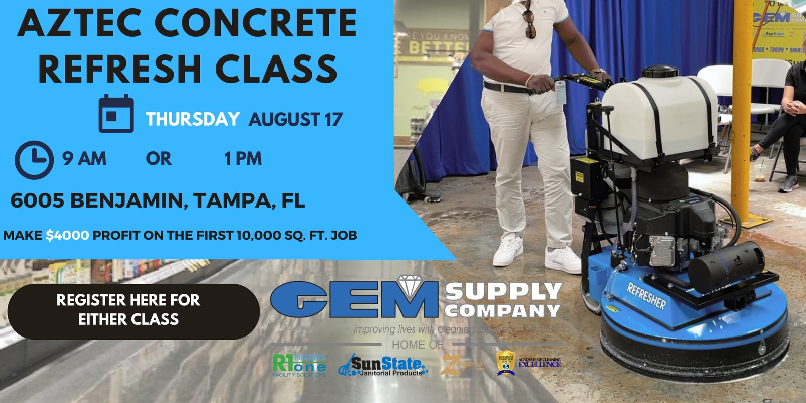 Aztec Refresh Concrete Polishing Class * Tampa * 8.17.23
