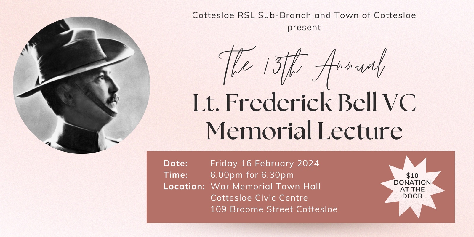 Banner image for Annual Lieutenant Frederick Bell VC Memorial Lecture - 2023