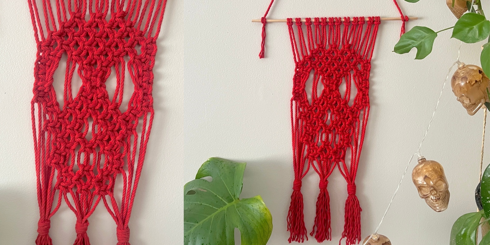 Banner image for Macrame for Beginners: Dia de Muertos Skull hanging with Maria