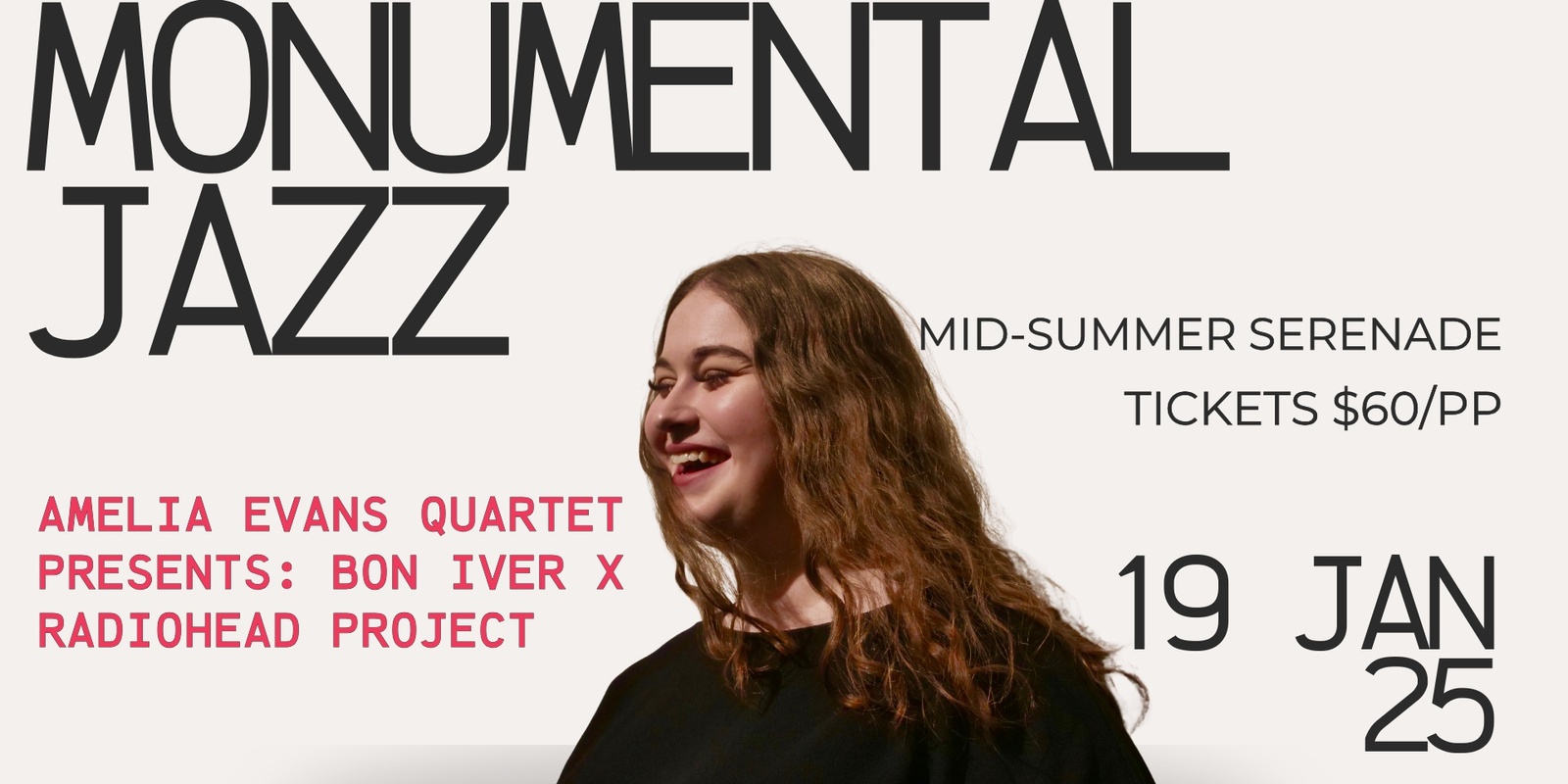 Banner image for Monumental Jazz - Feat: Amelia Evans Quartet: Bon Iver x Radiohead Project