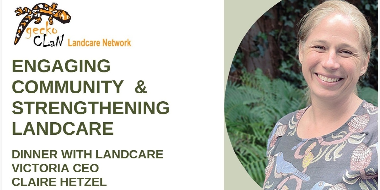 Banner image for Engaging Community and Strengthening Landcare -  Dinner with Claire Hetzel, CEO Landcare Victoria