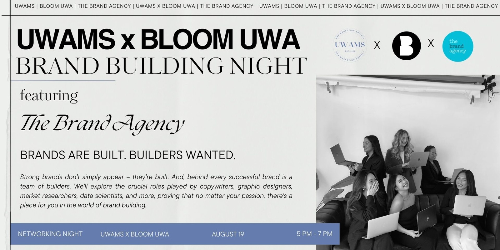 Banner image for UWAMS x Bloom UWA Brand Building Night ft. The Brand Agency