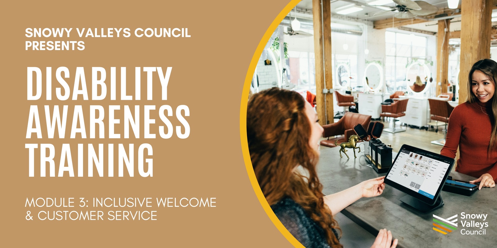 Banner image for Disability Awareness Training - Module 3:  Inclusive welcome and customer service 