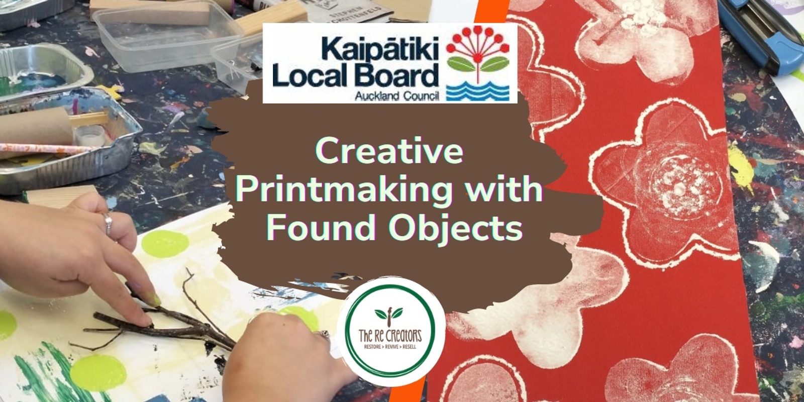 Banner image for Creative Printmaking with Found Objects, Wairau Zero Waste Hub, Saturday 28th September, 10.30am to12.30pm 