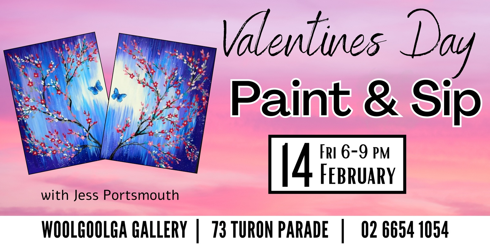 Banner image for Valentines Day Couples Paint & Sip @Woolgoolga Gallery with Jess Portsmouth