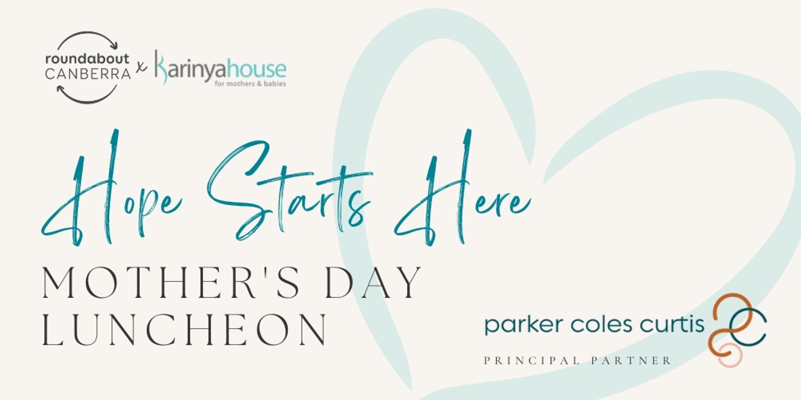 Banner image for Hope Starts Here Mother's Day Luncheon for Roundabout Canberra and Karinya House 