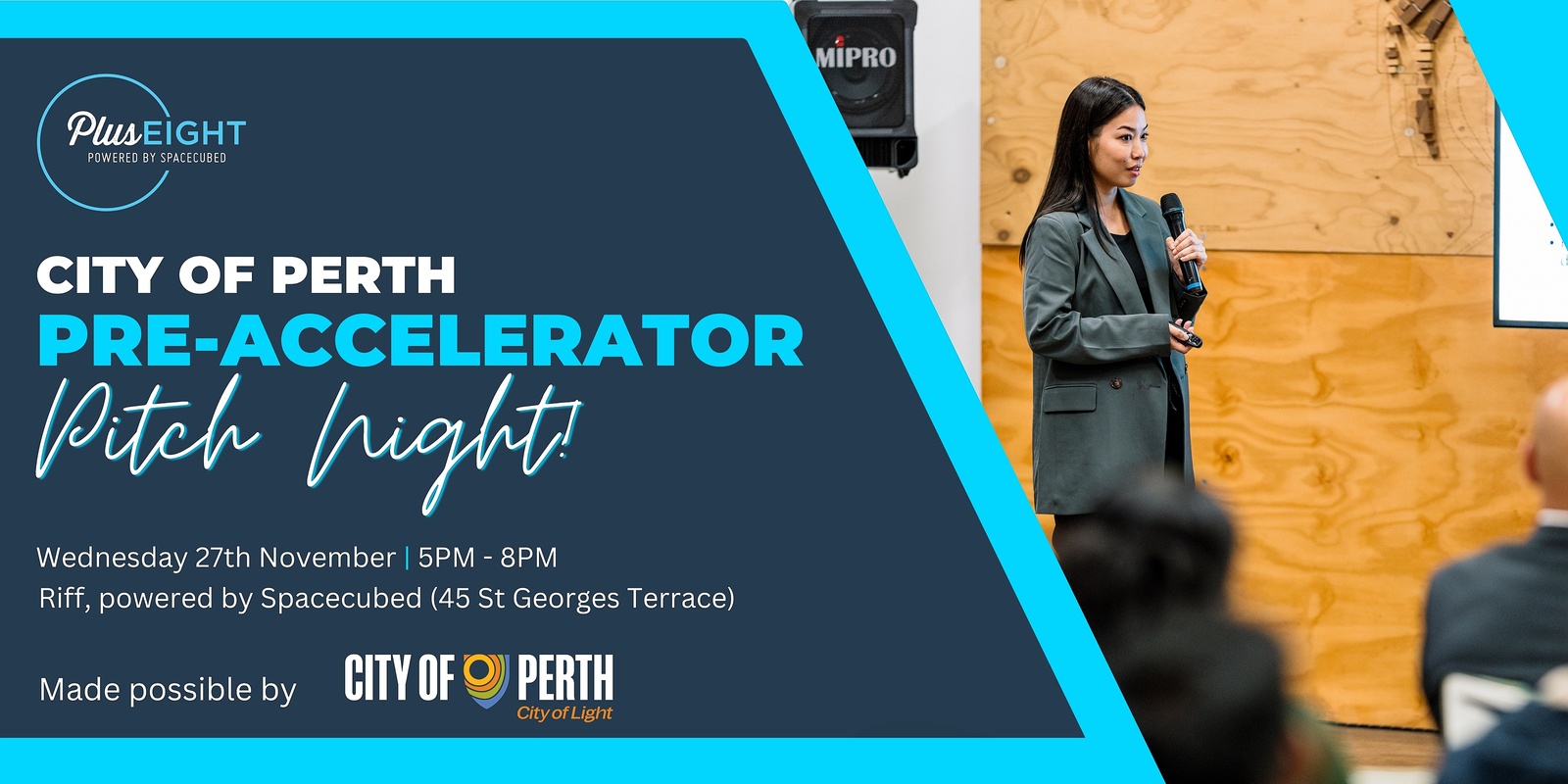 Banner image for City of Perth Plus Eight Pre-Accelerator Program Pitch Night 2024