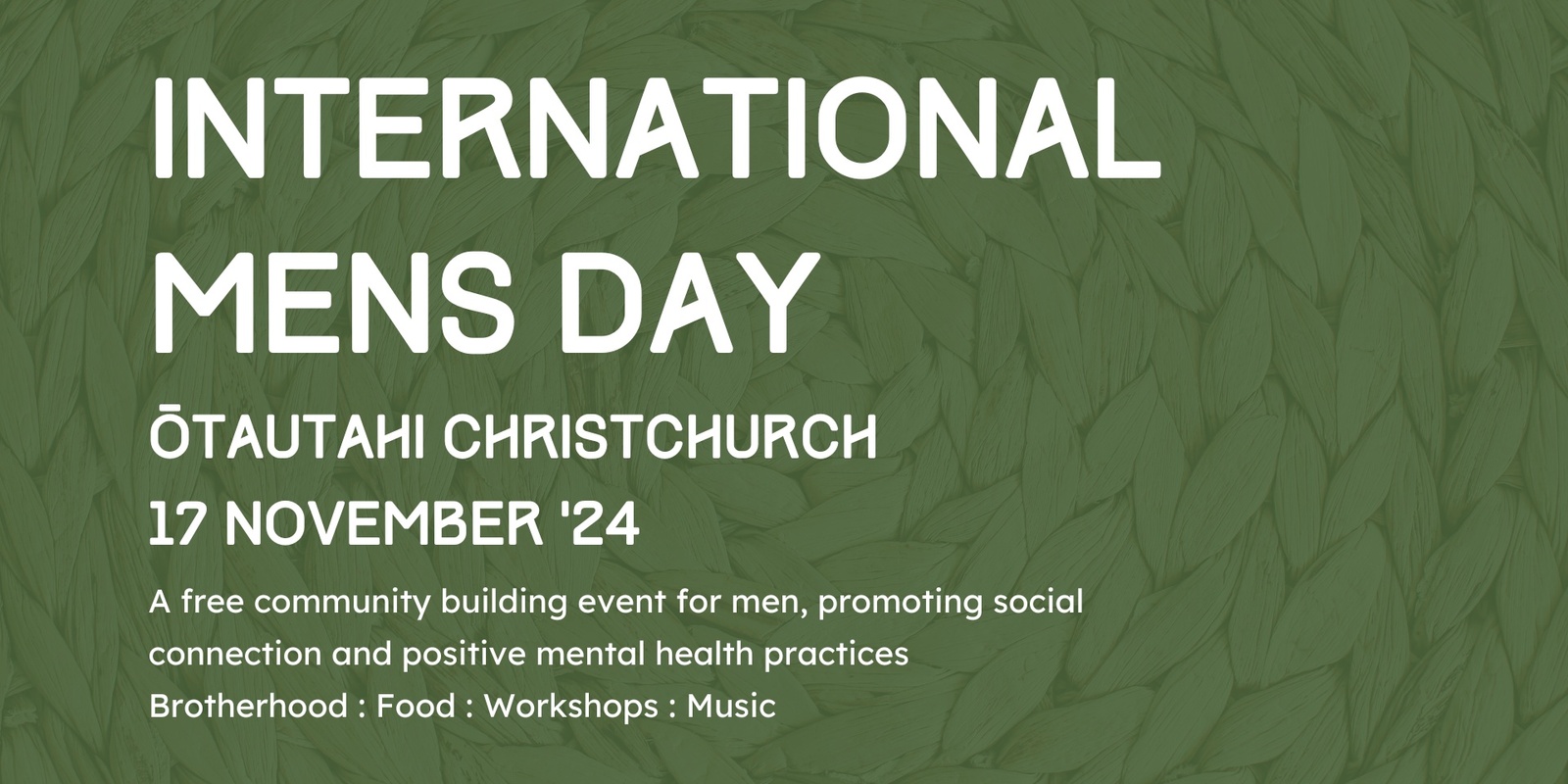 Banner image for International Men's Day Ōtautahi Christchurch