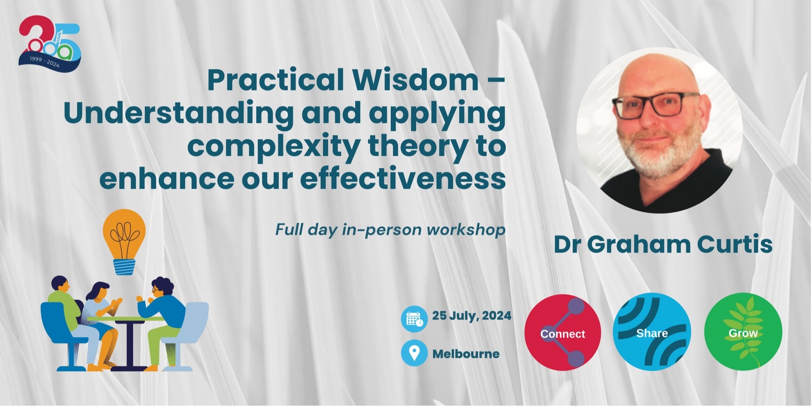 Banner image for Practical Wisdom – Understanding and applying complexity theory to enhance our effectiveness - with Dr Graham Curtis