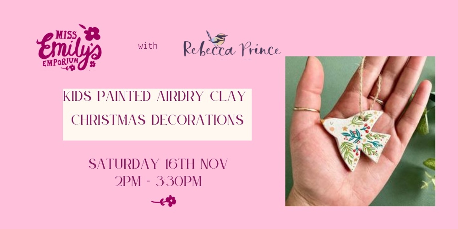 Banner image for Kids painted Airdry clay Christmas decoration workshop