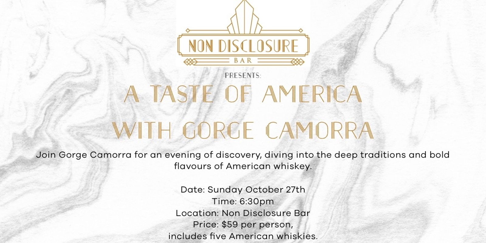 Banner image for Non Disclosure Bar Presents: A Taste of America with Gorge Camorra