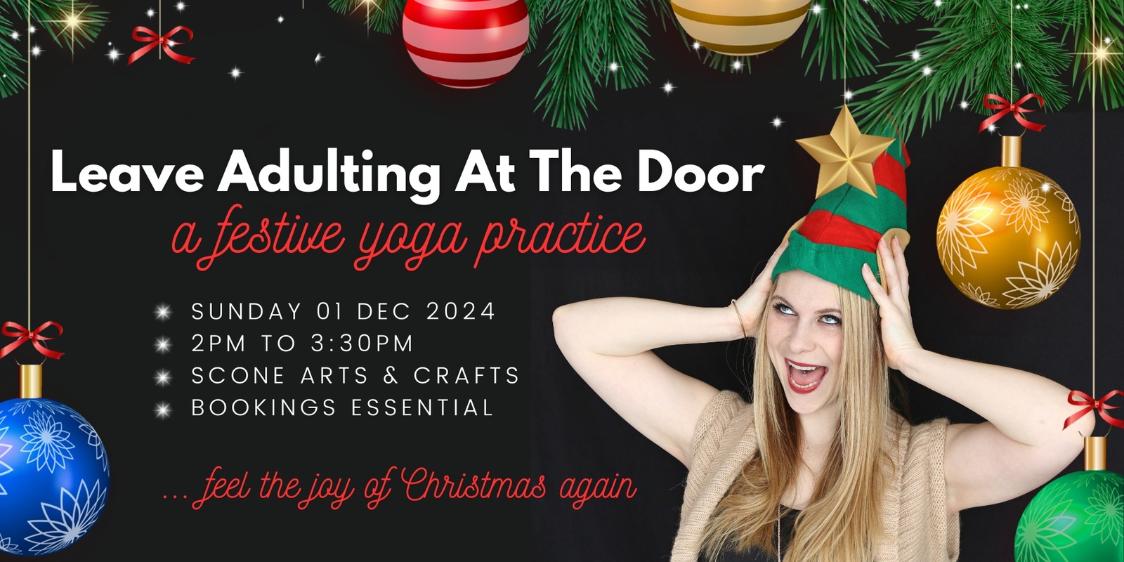 Banner image for Leave Adulting at the Door: A Festive Yoga Workshop!