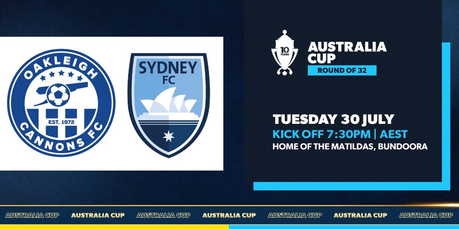 Banner image for Australia Cup Round of 32 Oakleigh Cannons FC vs Sydney FC