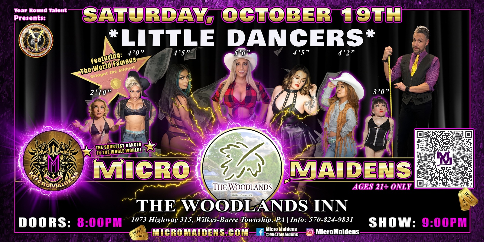 Banner image for Wilkes-Barre. PA - Micro Maidens: The Show @ The Woodlands Inn! "Must Be This Tall to Ride!"