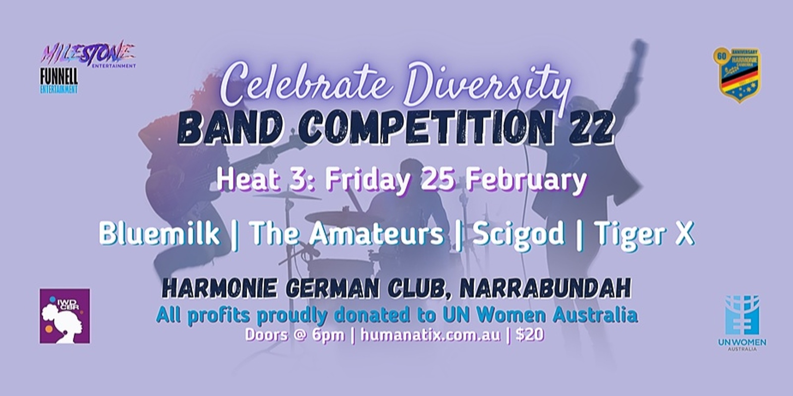 Banner image for Heat 4: Band Competition 2022 - Celebrate Diversity ft. Bluemilk, The Amateurs, Scigod & Tiger X