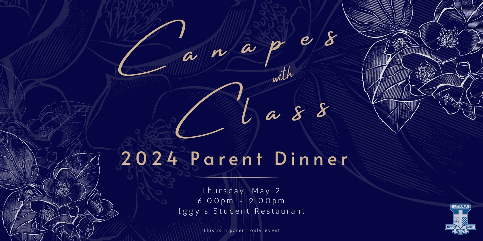 Banner image for Canapes with Class - Parent Dinner