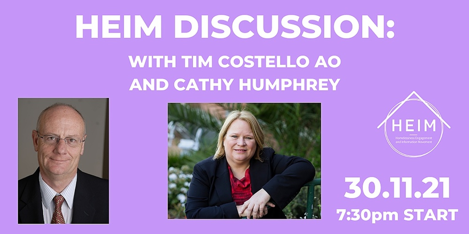 Banner image for HEIM Discussion with Tim Costello AO and Cathy Humphrey