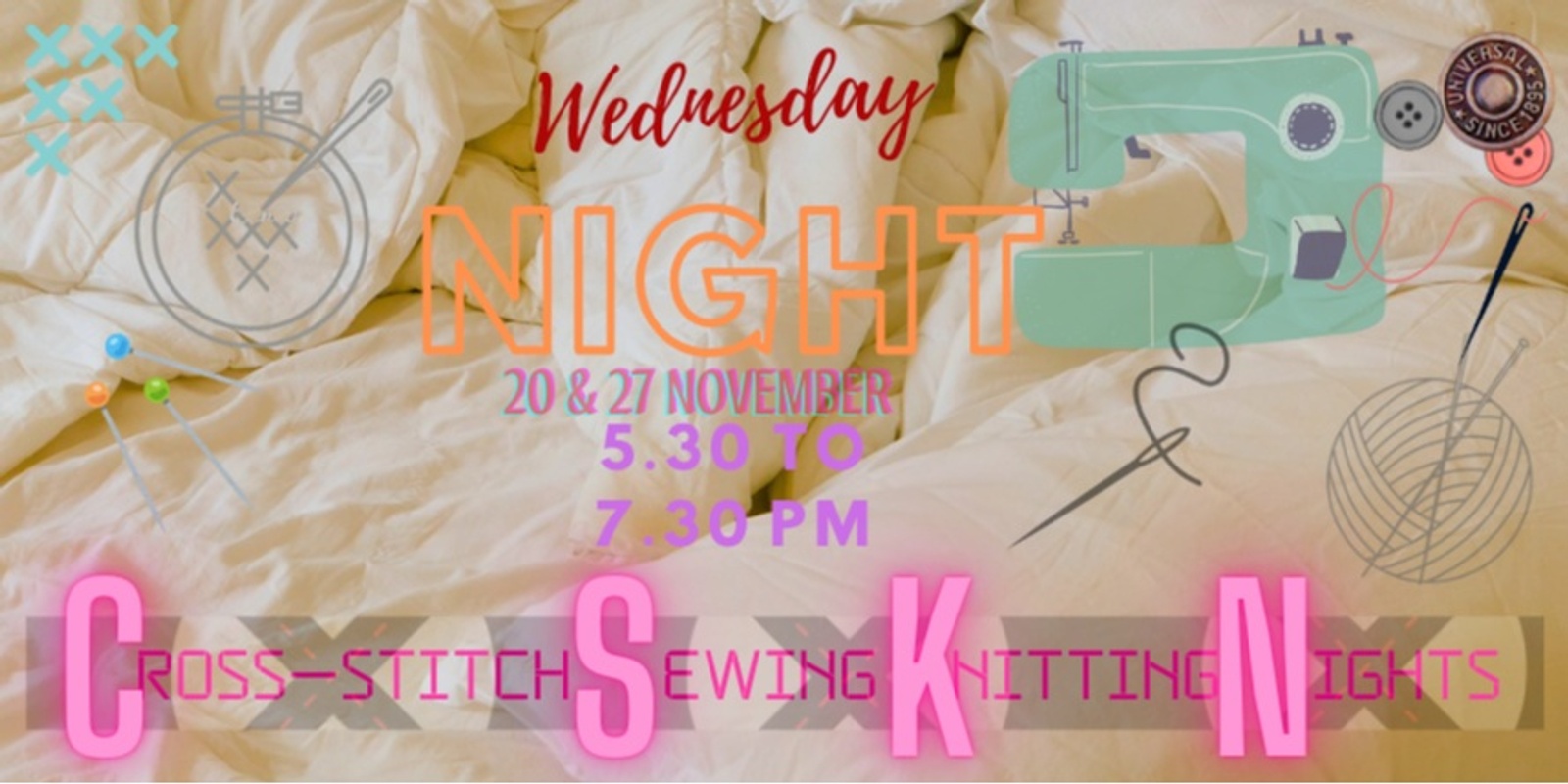 Banner image for CROSS STITCH SEWING KNITTING NIGHTS 