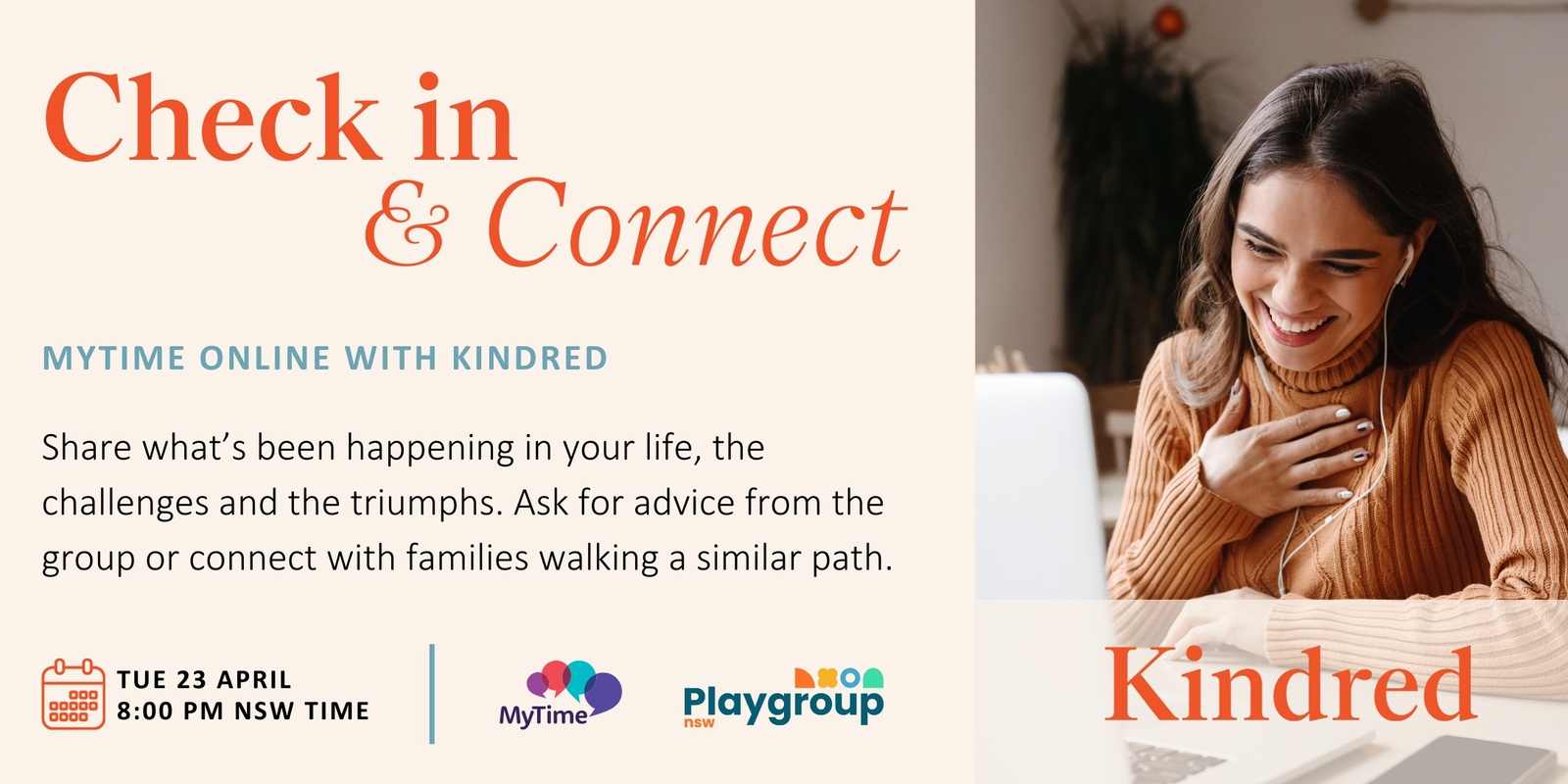 Banner image for Check in & Connect: MyTime Online with Kindred