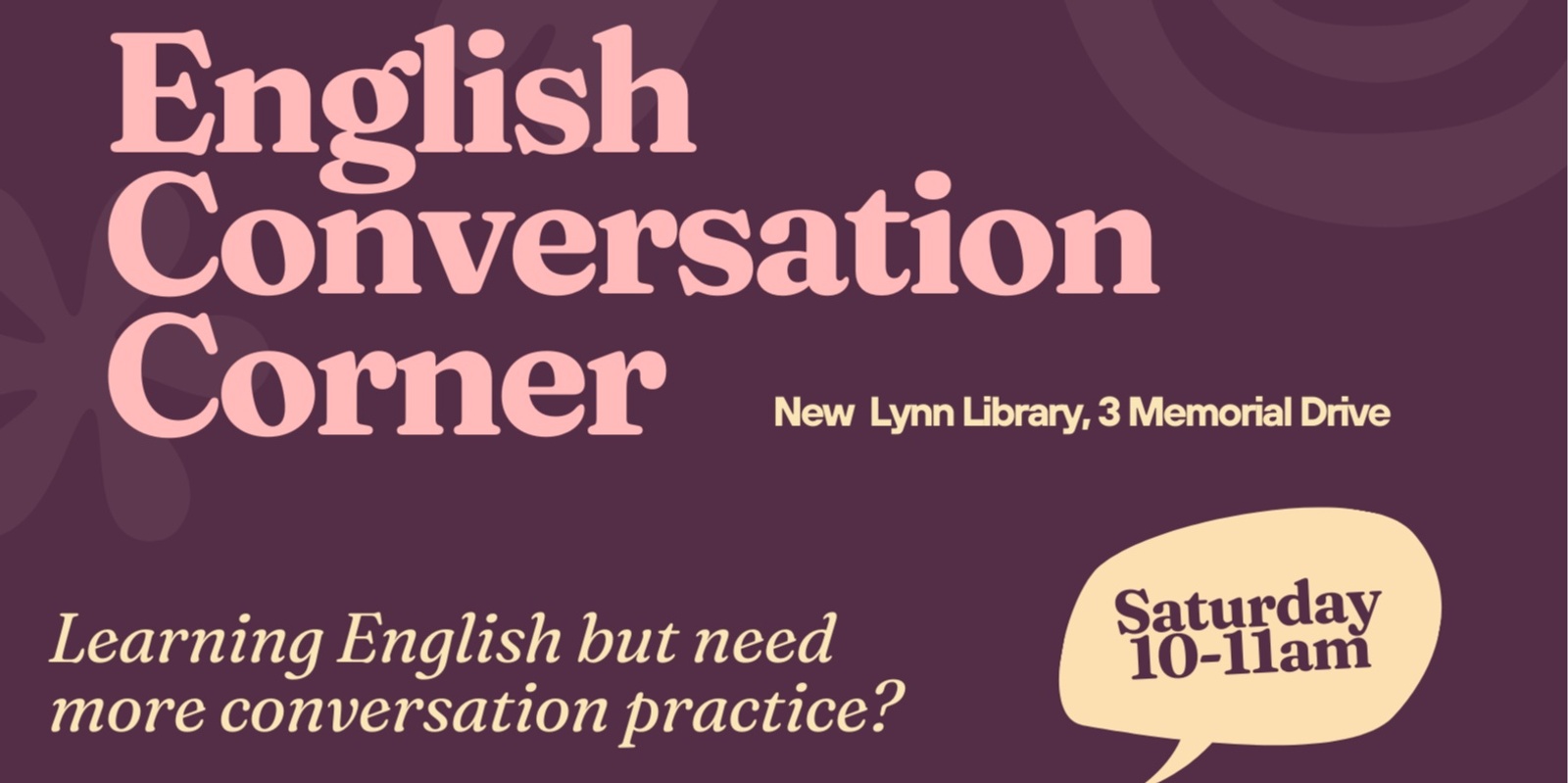 Banner image for New Lynn Library English Conversation Corner