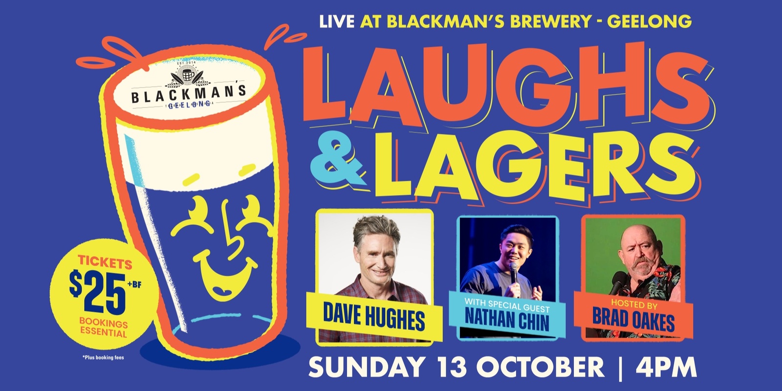 Banner image for Laughs & Lagers Comedy Night, with headliner Dave 'Hughesy' Hughes