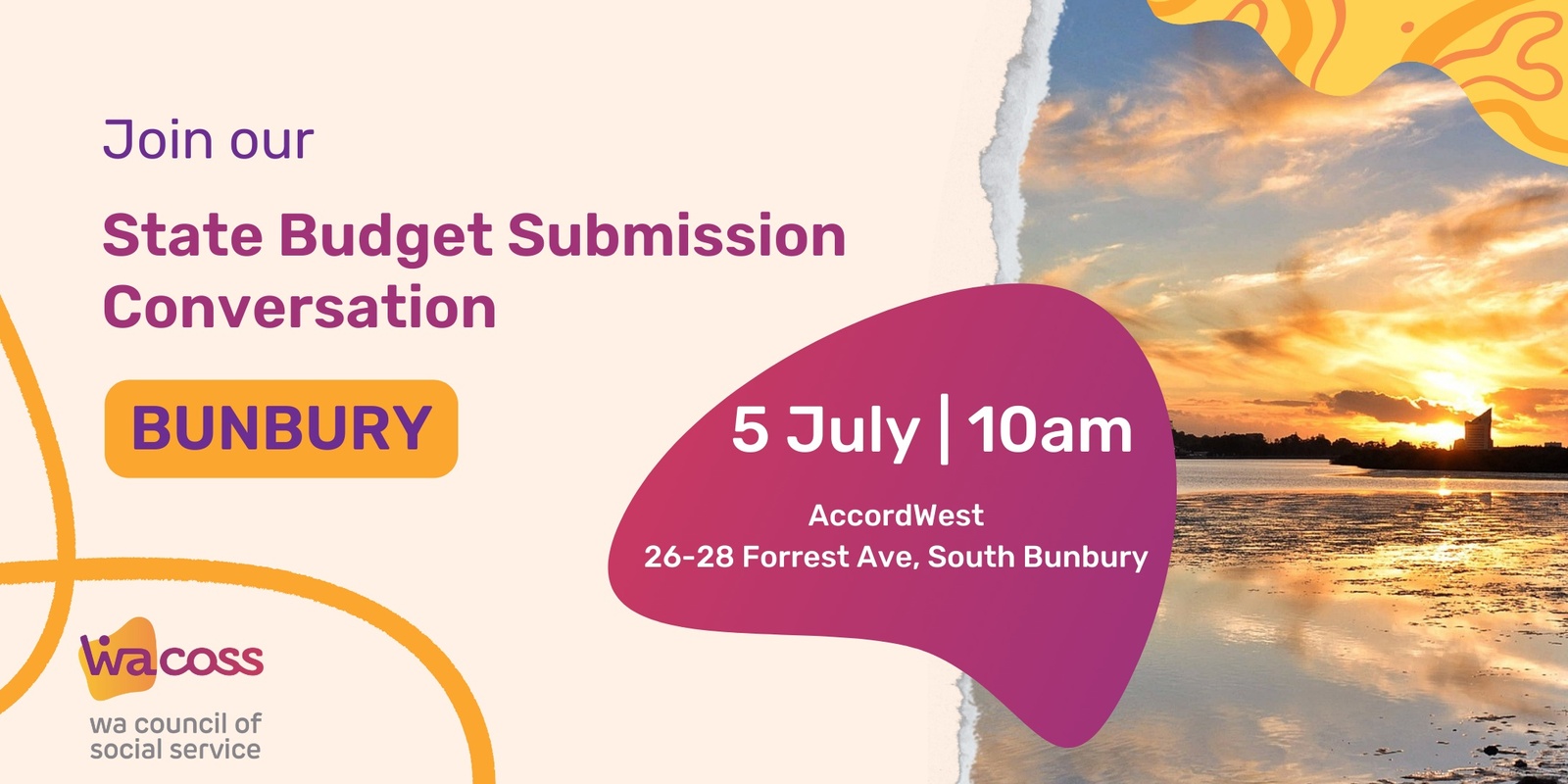 Banner image for WACOSS State Budget Submission Consultation 2025-2026: Bunbury