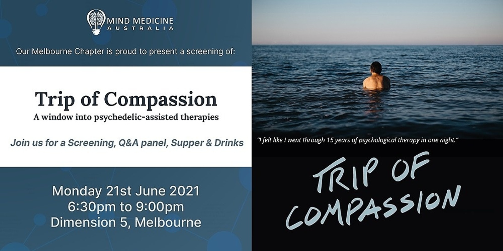 Banner image for Melbourne Chapter: Trip of Compassion Screening Incl. Q&A, Drinks and Canapés 
