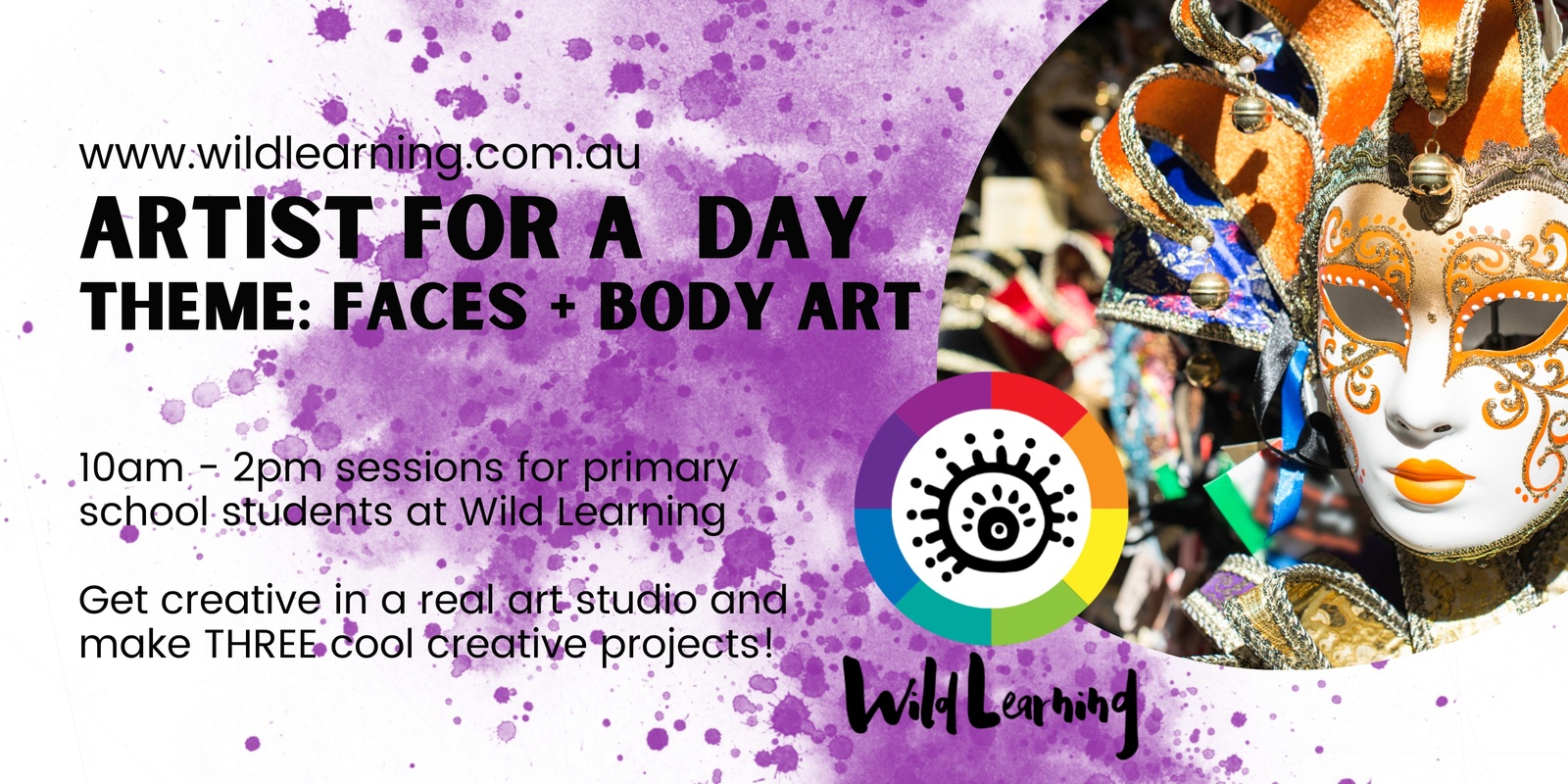 Banner image for Kids! Be an Artist for a Day - Face & body art