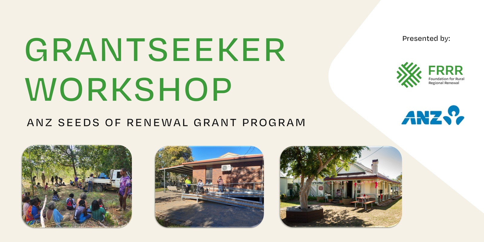 Banner image for ANZ Seeds of Renewal Grantseeker Workshop