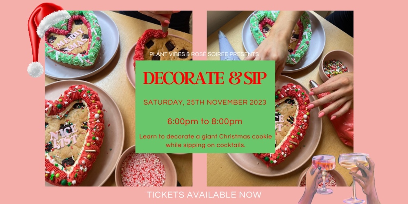 Banner image for Decorate & Sip - Christmas-themed "Decorate a Giant Cookie"