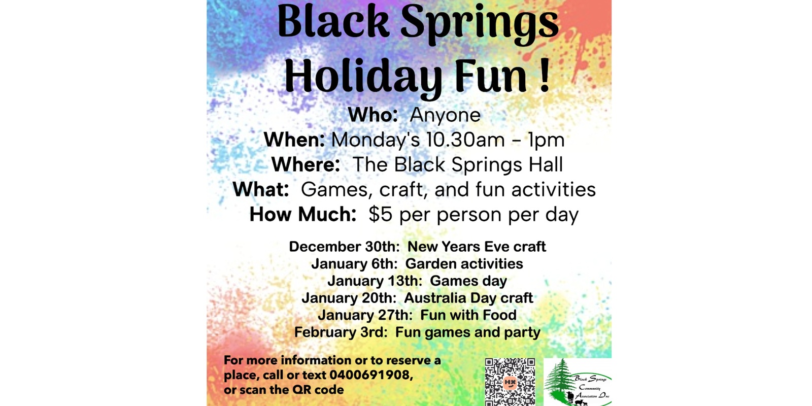 Banner image for Black Springs Holiday Fun