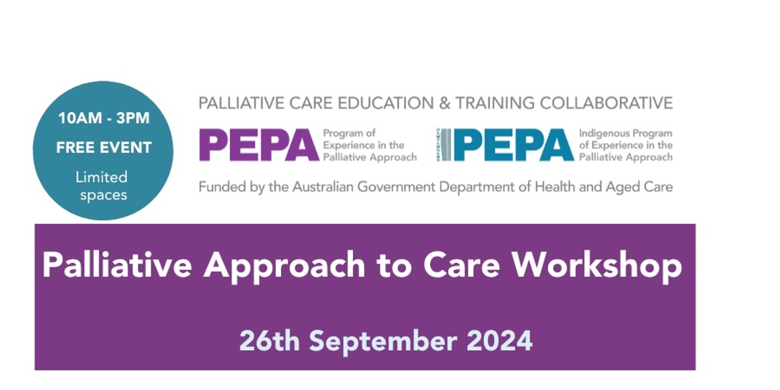 Banner image for PEPA Palliative Approach to Care Workshop