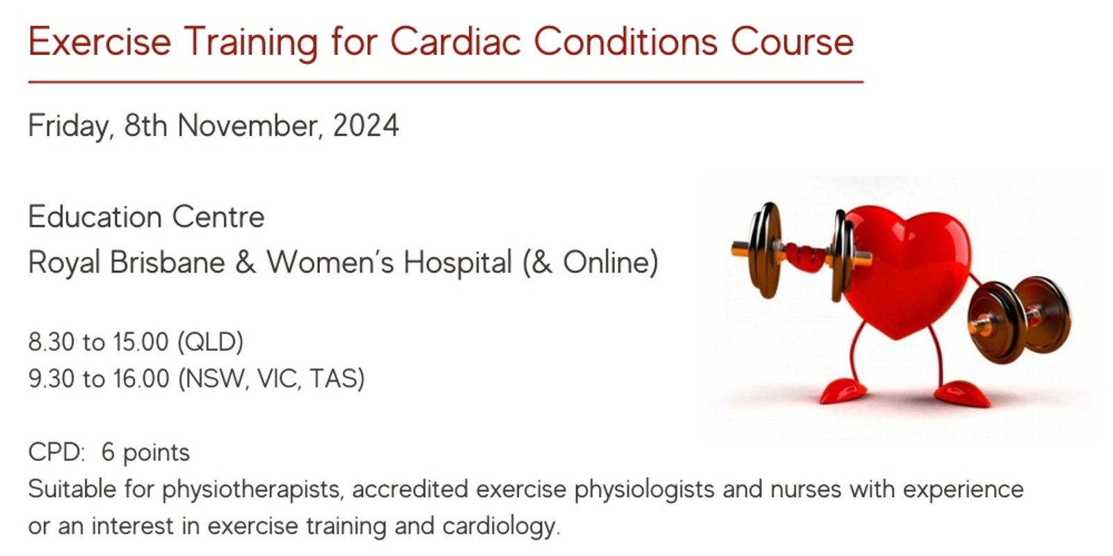 Banner image for 2024 Exercise Training for Cardiac Conditions Course