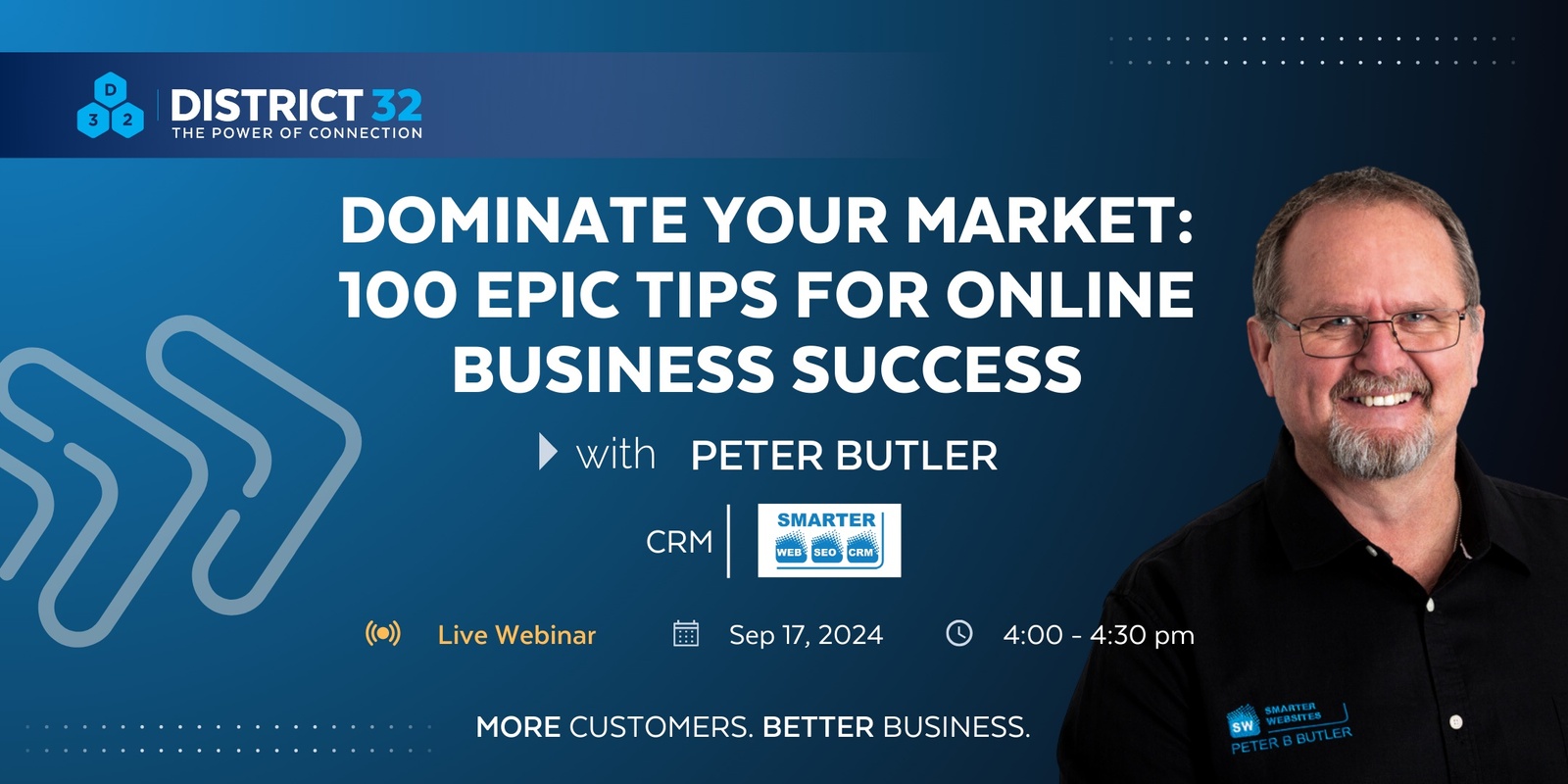 Banner image for District32 Expert Webinar: Dominate Your Market: 100 Epic Tips for Online Business Success 