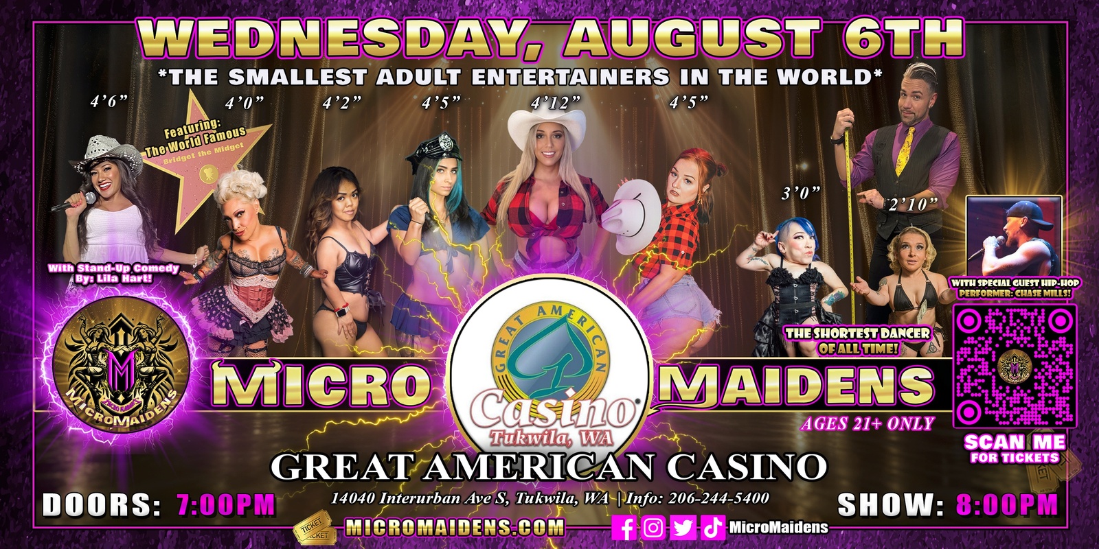 Banner image for Tukwila, WA - Micro Maidens: Dwarf Dancers @ Great American Casino "The Only Micro Revue in the World!"