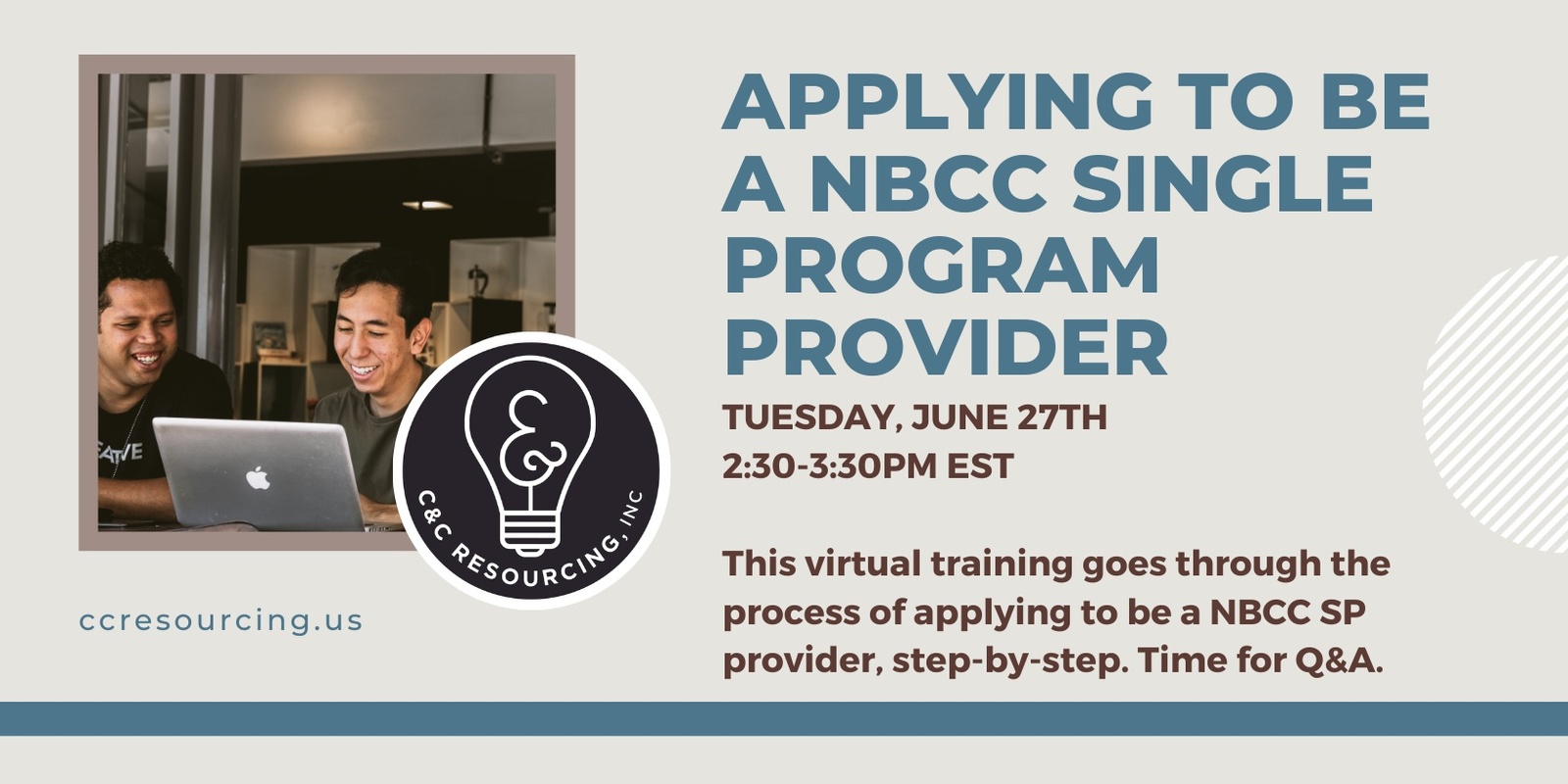 Banner image for Applying to be a NBCC Single Program Provider 06/27/23