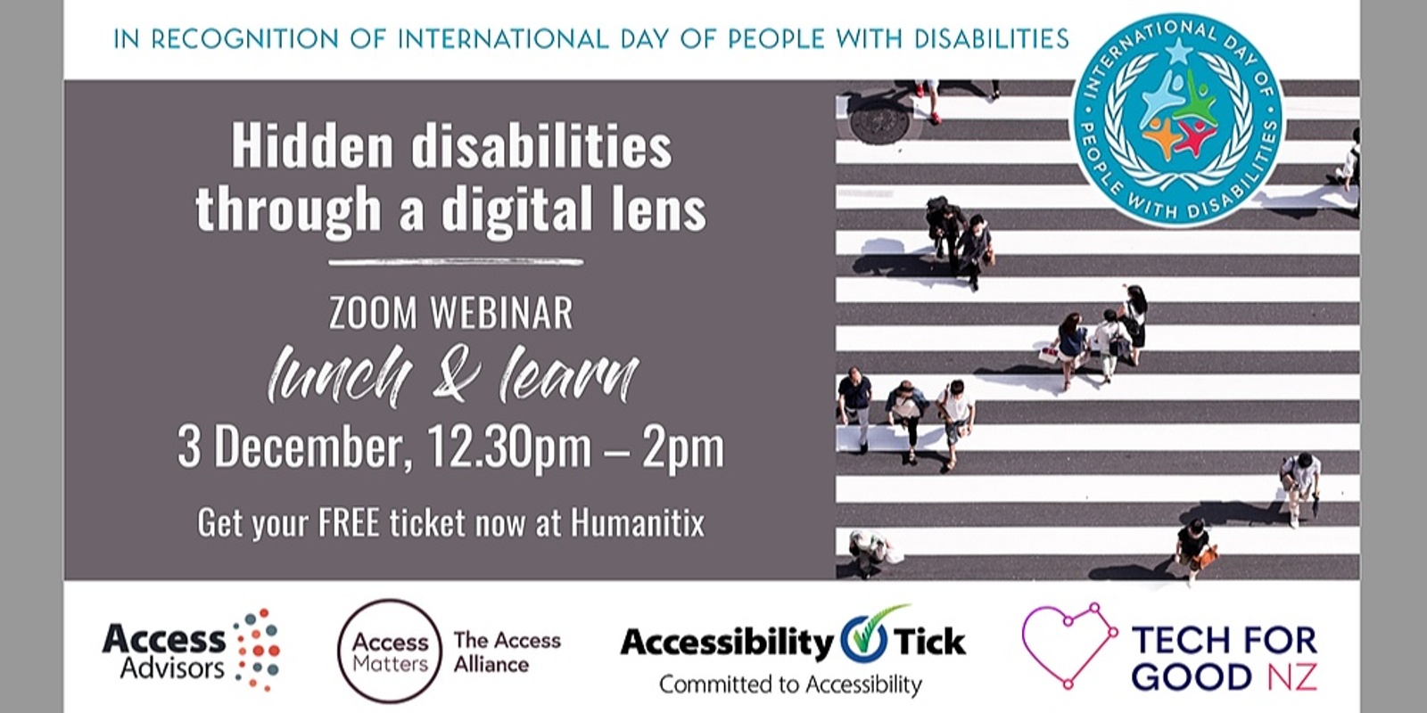 Banner image for Free Webinar - Not All Disabilities are Visible - IDPWD