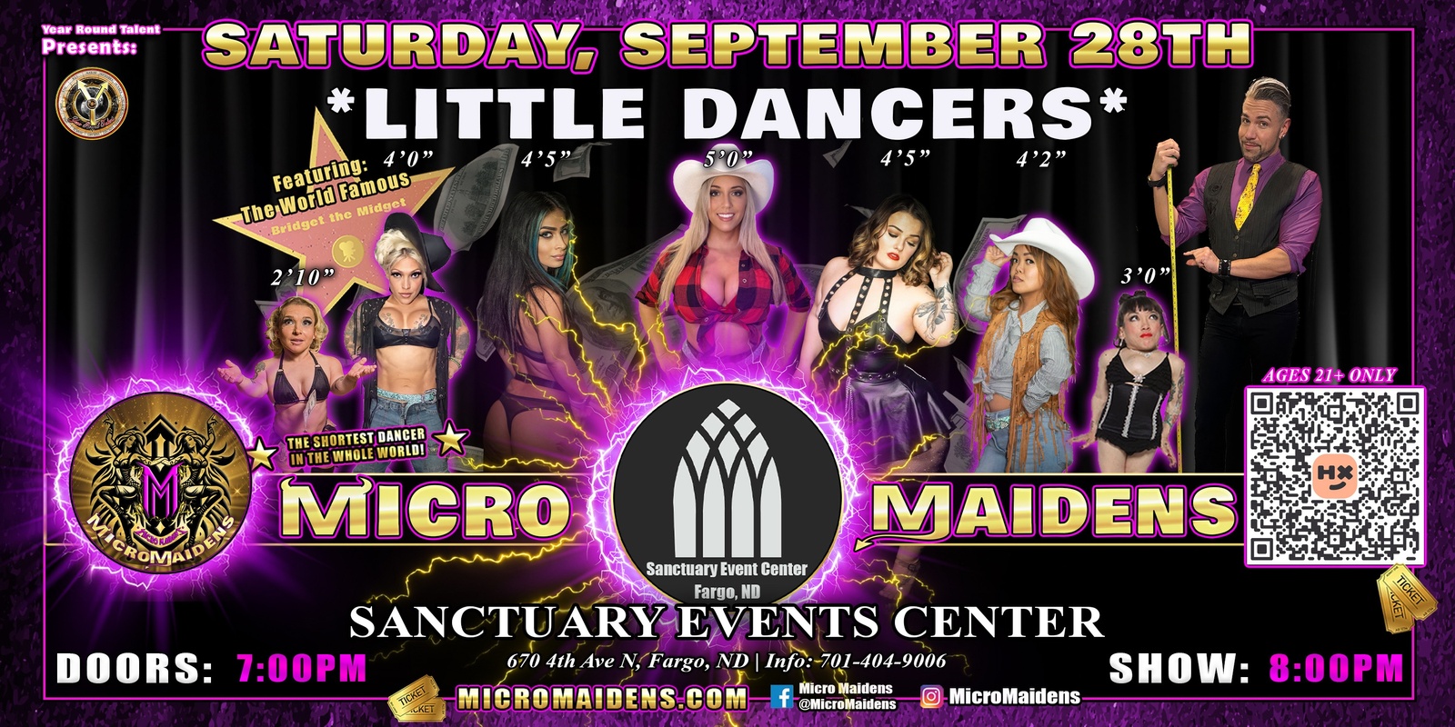 Banner image for Fargo, ND - Micro Maidens: Dwarf Dancers @ Sanctuary Events Center! "Must Be This Tall to Ride!"