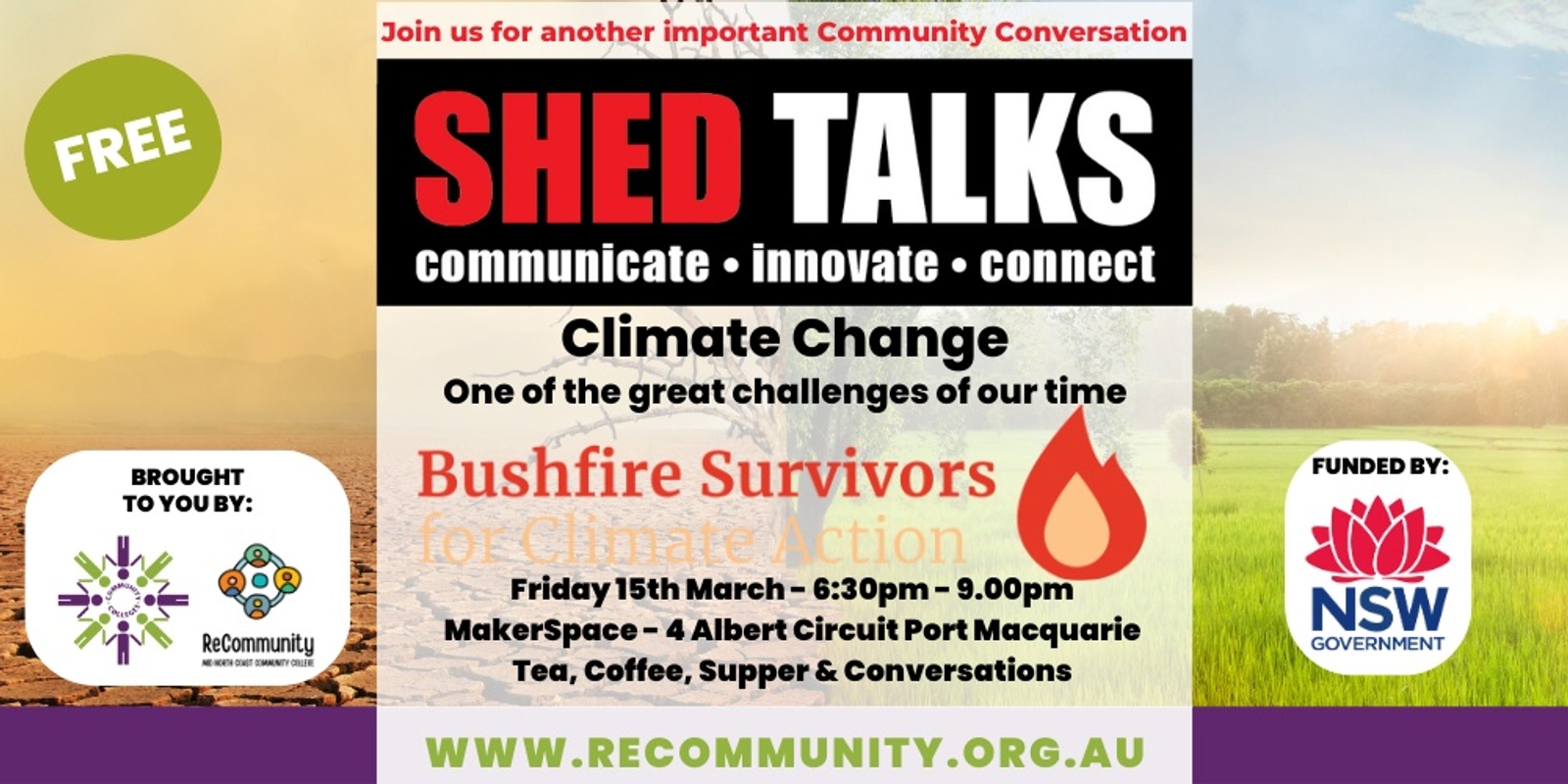 Banner image for ShedTalk - Climate Change: one of the great challenges of our time | PORT MACQUARIE