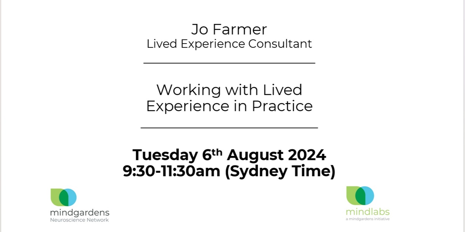 Banner image for Working with Lived Experience in Practice      Employees of UNSW, South Eastern Sydney Local Health District, Black Dog Institute and NeuRA - Discount Tickets $20