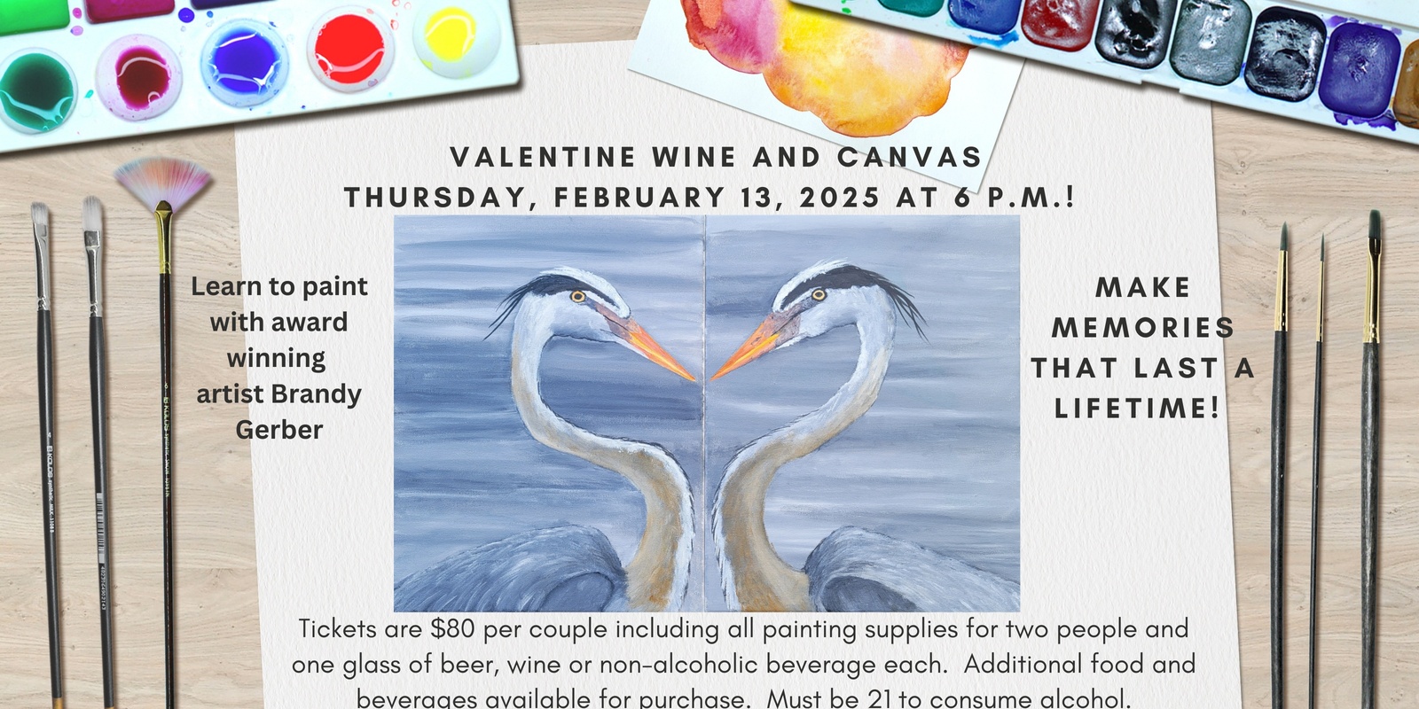 Banner image for Valentines Wine and Canvas - Thursday, February 13, 2025 at 6 p.m. at the Michigan Wine and Beer Portal