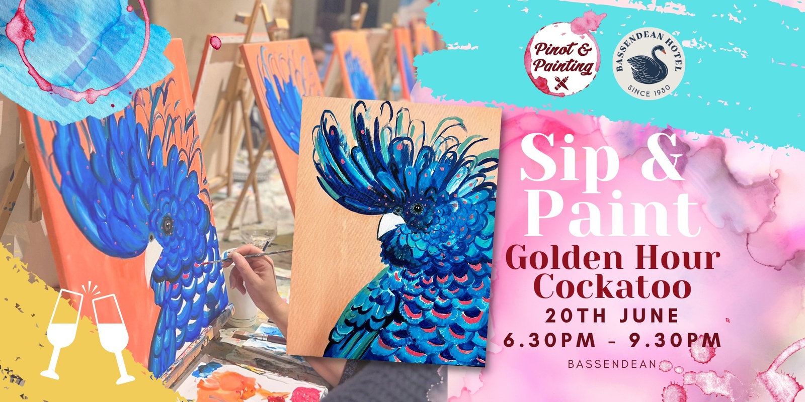 Banner image for Golden Hour Cockatoo - Sip & Paint @ The Bassendean Hotel