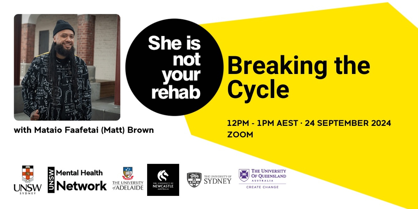 Banner image for SEXtember 2024 - Breaking the Cycle - She is Not Your Rehab