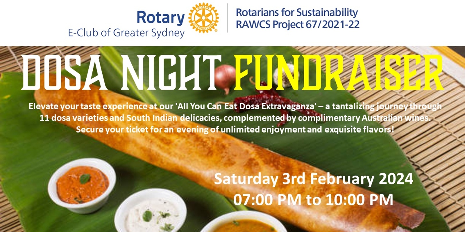 Banner image for Dosa Night Fundraiser for Rotary Projects